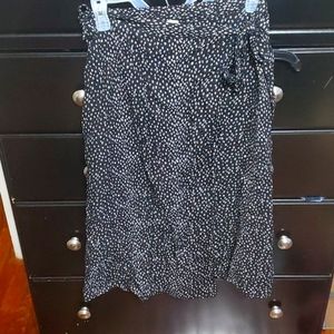 Black & White Midi Skirt With Wrap